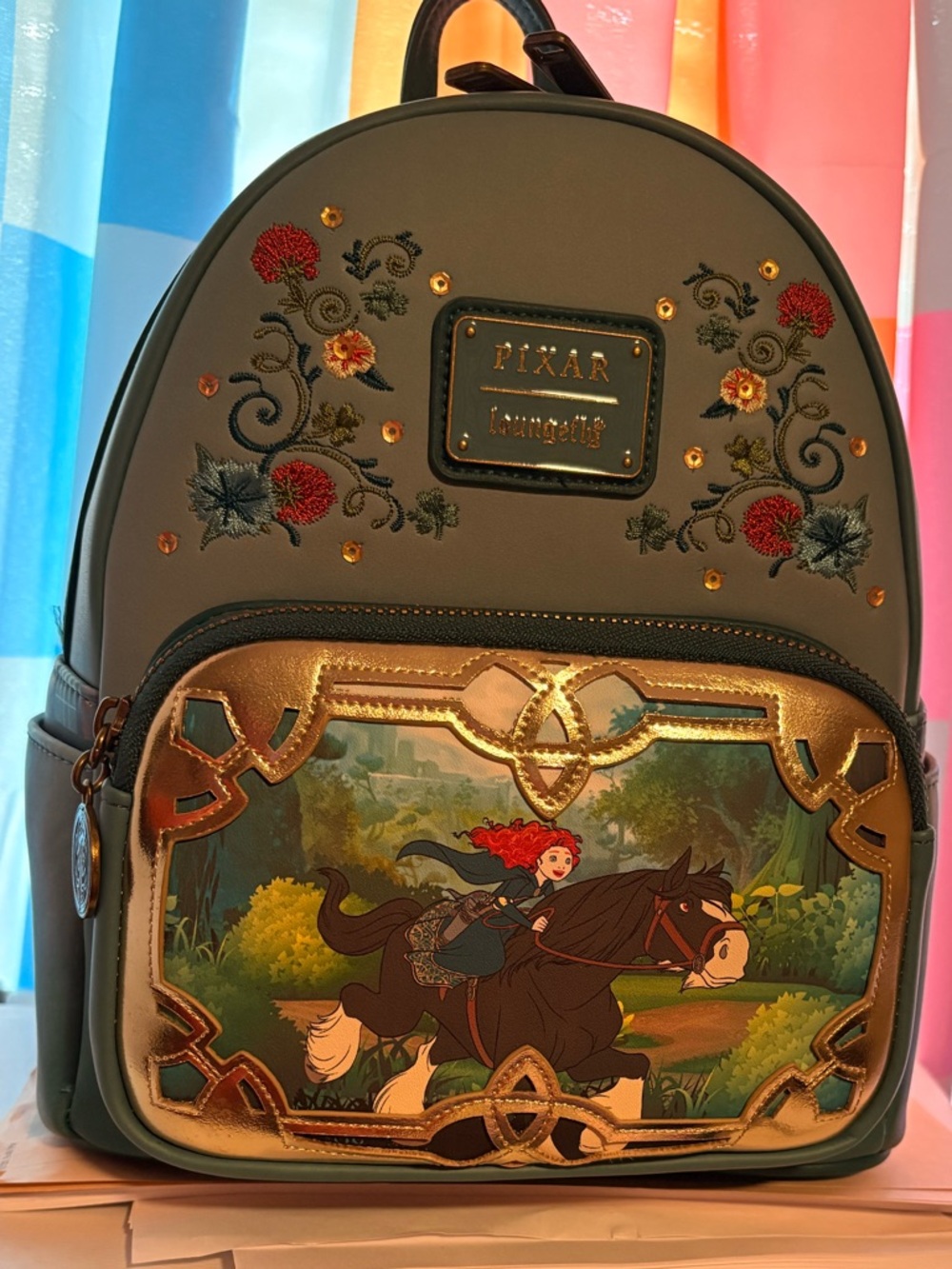 Loungefly Storybook Brave Mini Backpack — Teal with Gold Accents NWT